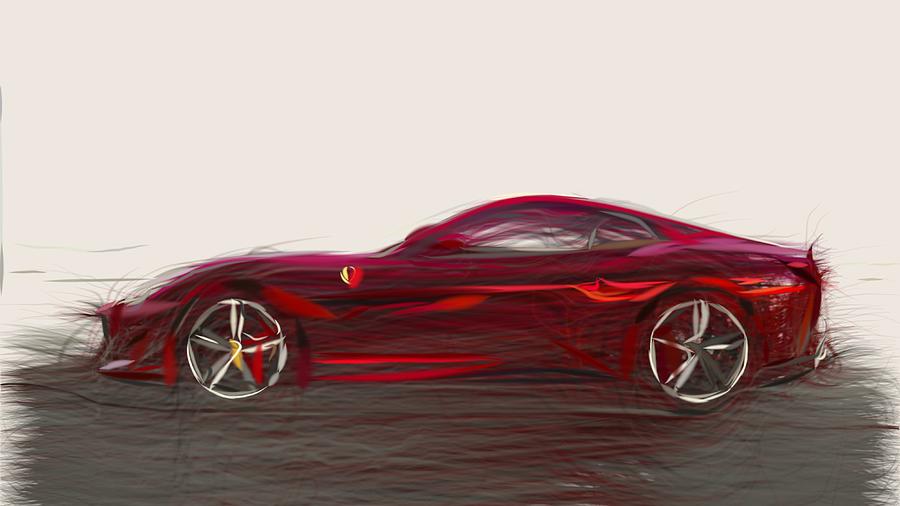 Ferrari Portofino Drawing #5 Digital Art by CarsToon Concept