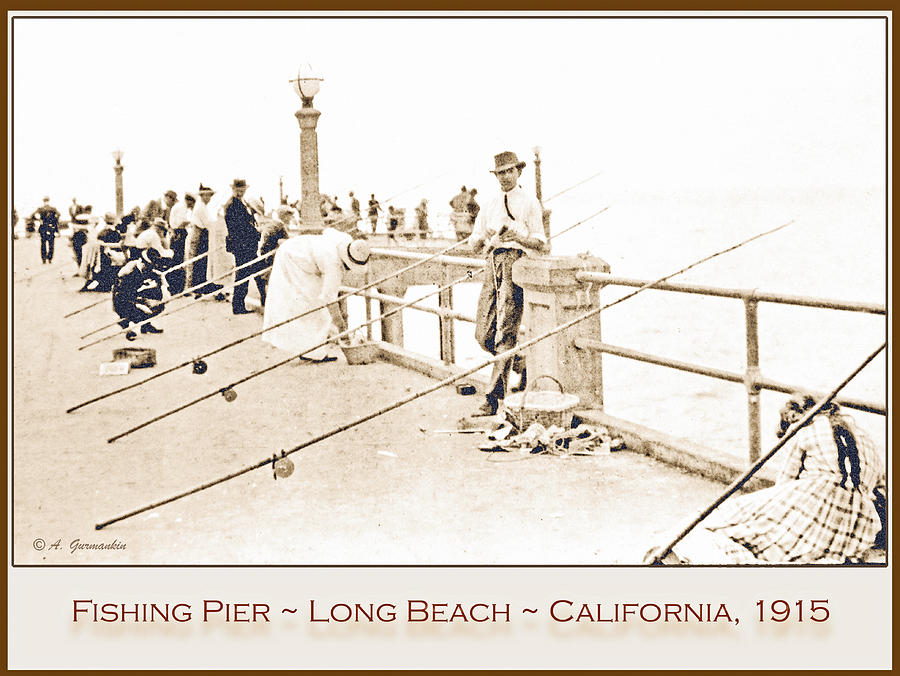 Fishing Pier, Long Beach, California, c. 1915 #4 Photograph by A Macarthur Gurmankin