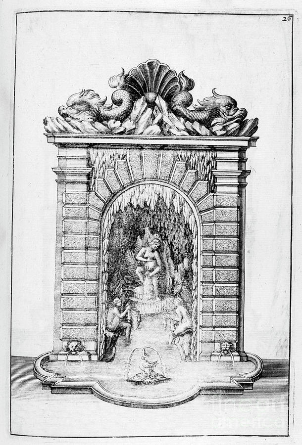 Fountain Design, 1664. Artist Georg #4 Drawing by Print Collector