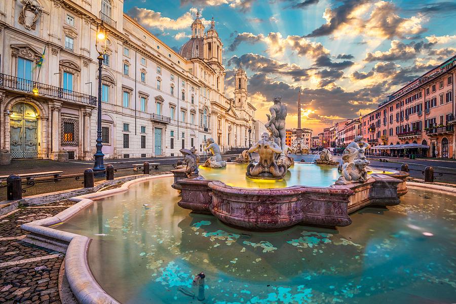 Architecture Photograph - Fountains In Piazza Navona In Rome #4 by Sean Pavone