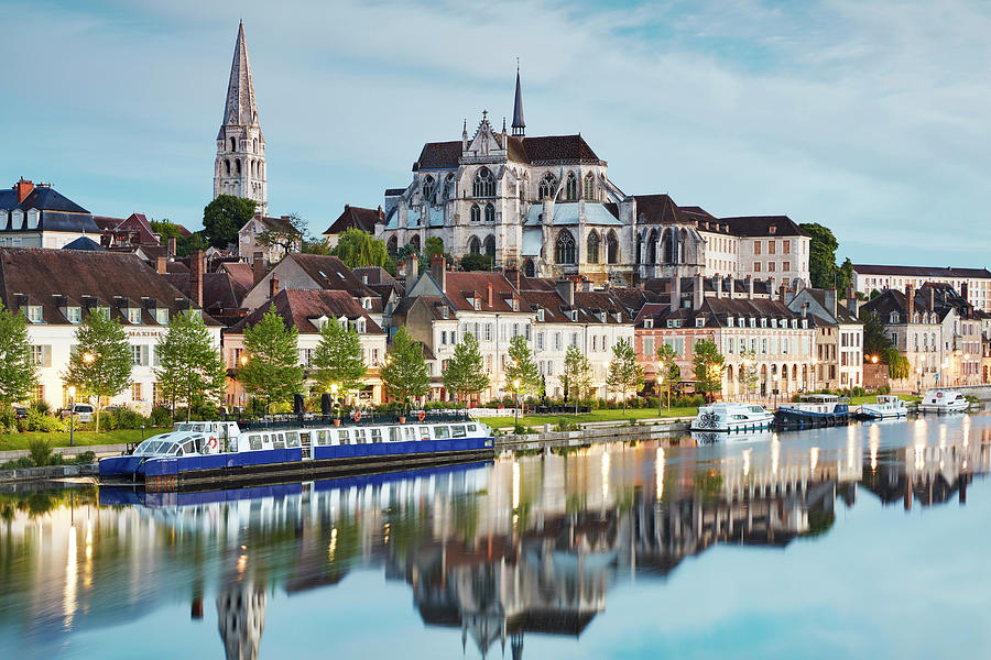 Landmark Digital Art - France, Bourgogne-franche-comte, Auxerre, Yonne, Auxerre Cathedral And The Yonne River #4 by Richard Taylor