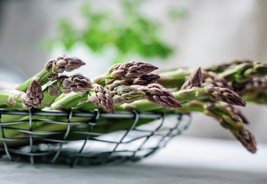 Asparagus Photograph - Fresh Green Asparagus #4 by Nailia Schwarz