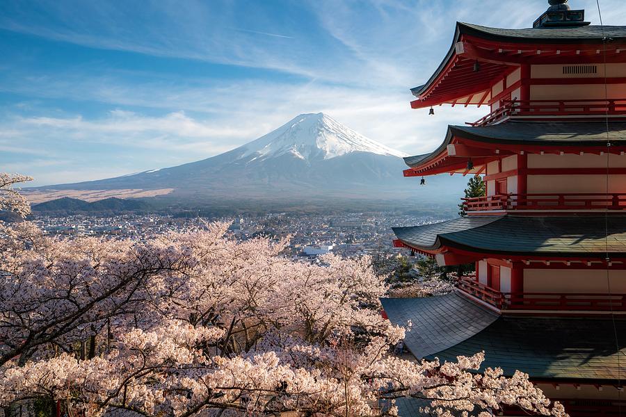 Fujiyoshida, Japan At Chureito Pagoda Photograph by Prasit Rodphan ...