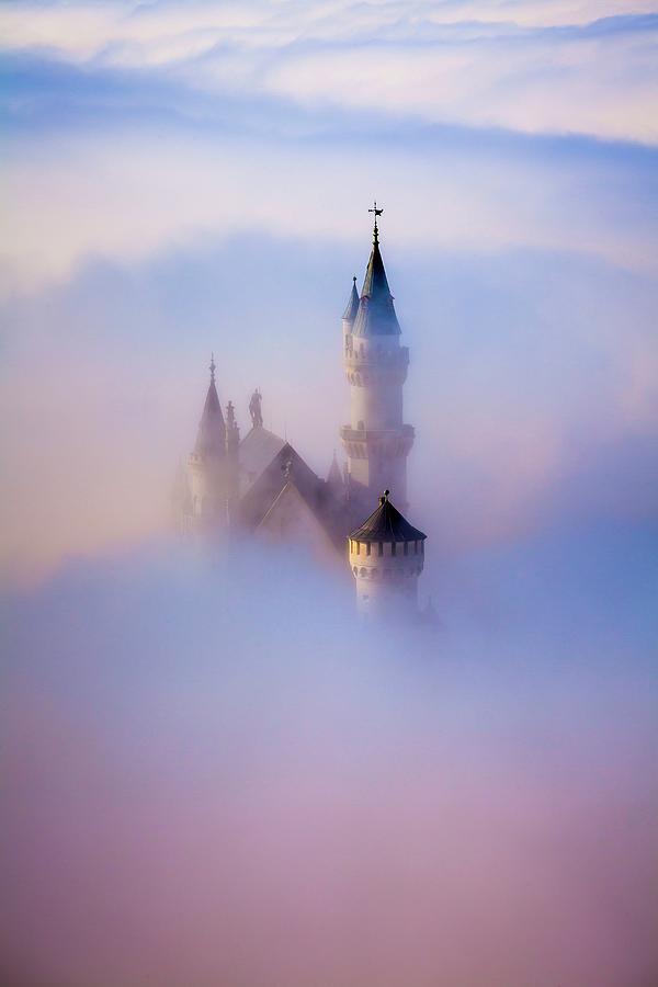 Germany, Bavaria, Swabia, Neuschwanstein Castle In The Fog #4 Digital Art by Olimpio Fantuz