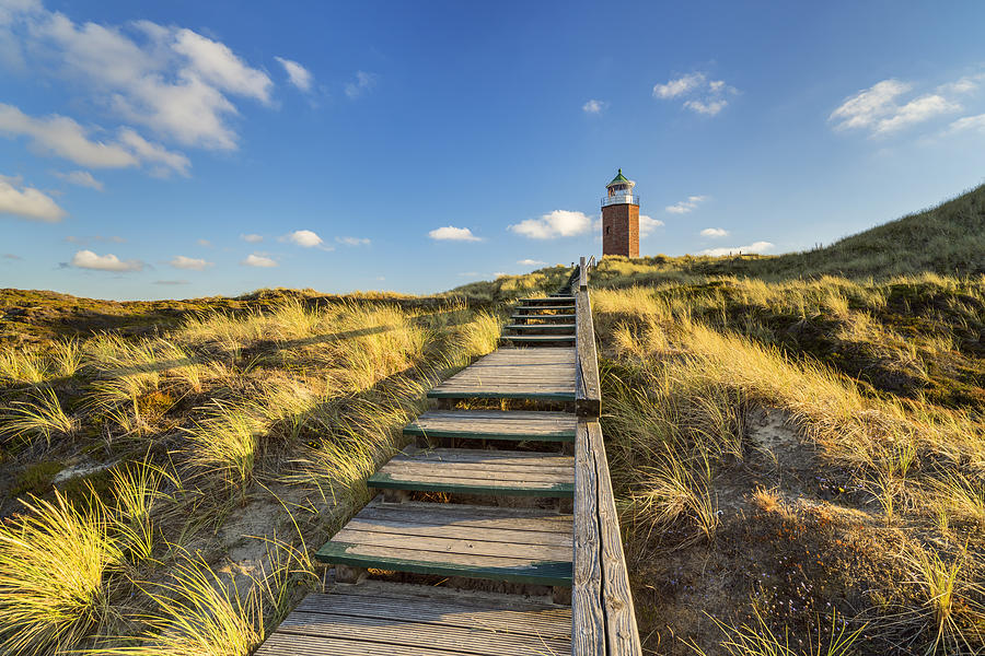 Germany, Schleswig-holstein, Nordfriesland, North Sea, North Frisian Island, North Frisia, Sylt Island, Kampen, Beacon Red Cliff In The Dunes #4 Digital Art by Christian Back
