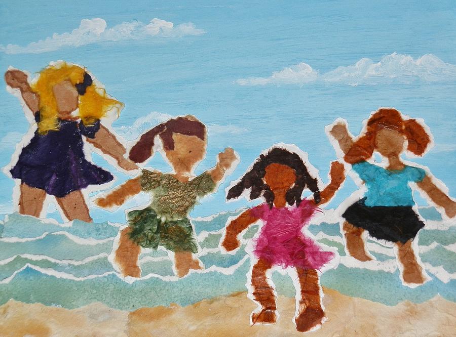 4 Girls At The Beach Mixed Media by Lisa Brown AAT - Fine Art America
