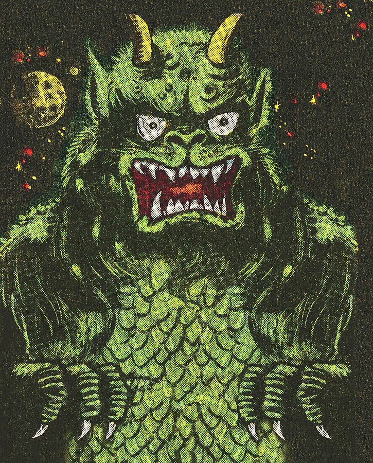 Science Fiction Drawing - Green Monster #4 by CSA Images
