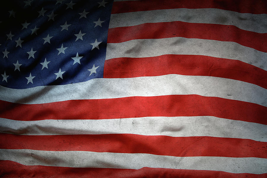 Grunge American flag #4 Photograph by Les Cunliffe