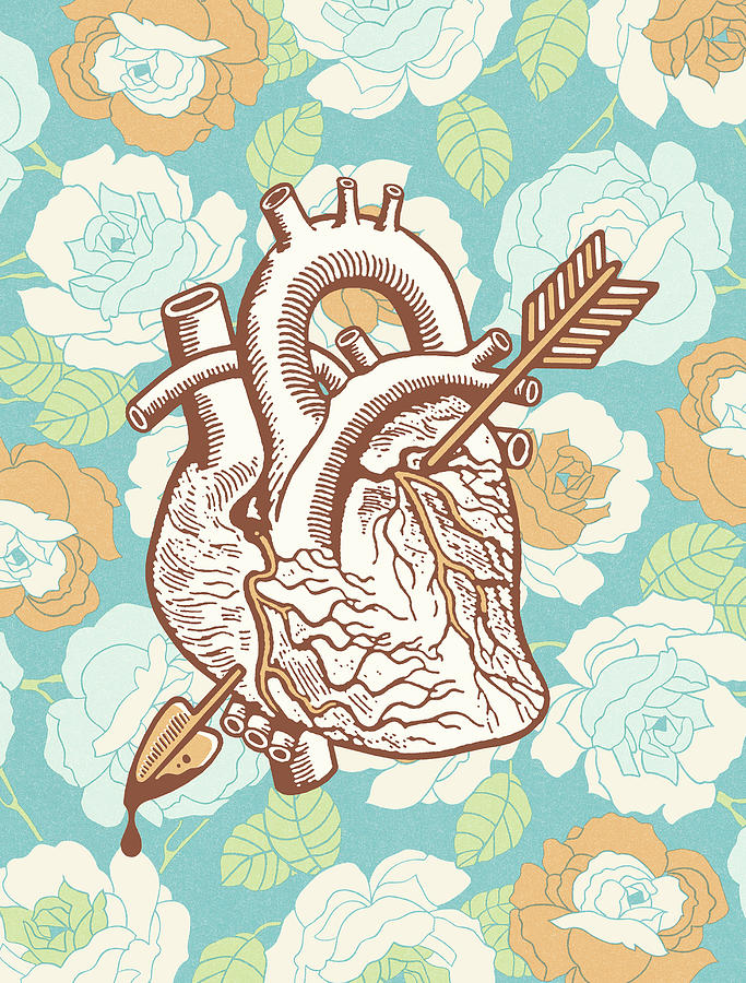 Vintage Drawing - Heart with arrow #4 by CSA Images