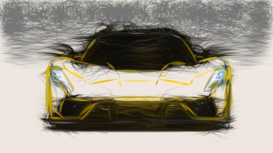 Hennessey Venom F5 Drawing #5 Digital Art by CarsToon Concept
