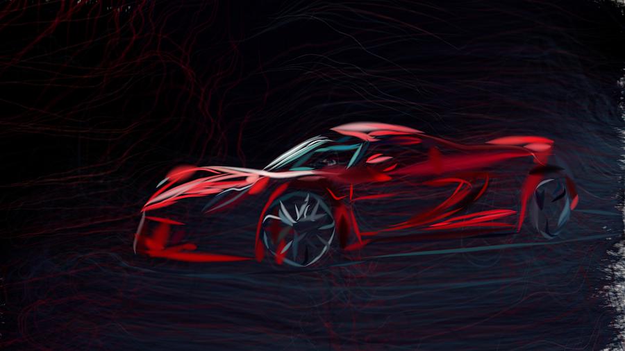 Hennessey Venom GT Draw #4 Digital Art by CarsToon Concept