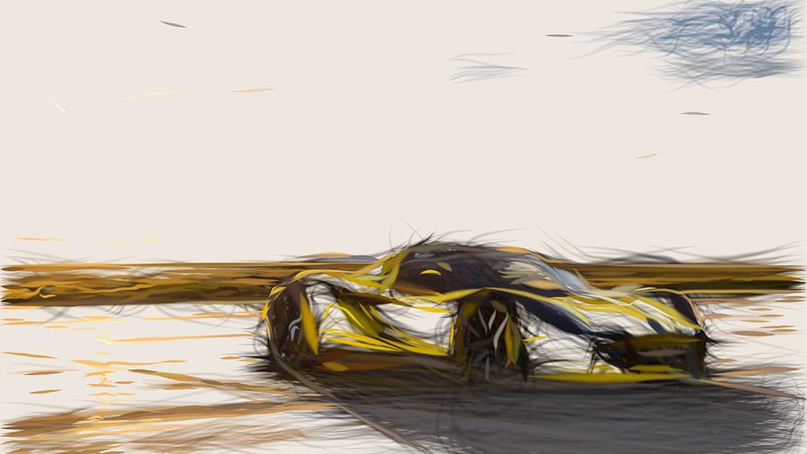 Hennessey Venom GT Spyder Draw #5 Digital Art by CarsToon Concept