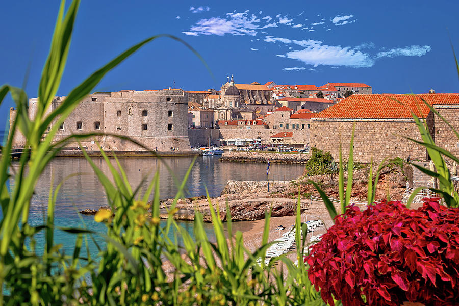Historic town of Dubrovnik and Banje beach view #4 Photograph by Brch Photography