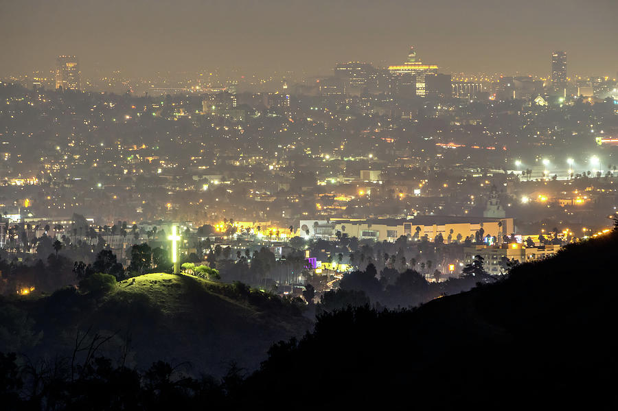 Hollywood Hills And Valley At Night Near Hollywood Sign #4 Photograph by Alex Grichenko
