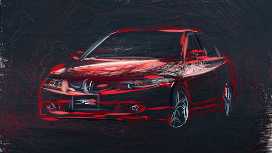 Honda Accord Euro R Draw #4 Digital Art by CarsToon Concept
