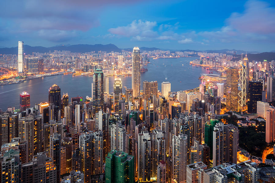 Hong Kong In Kowloon Area Skyline View Photograph by Prasit Rodphan ...