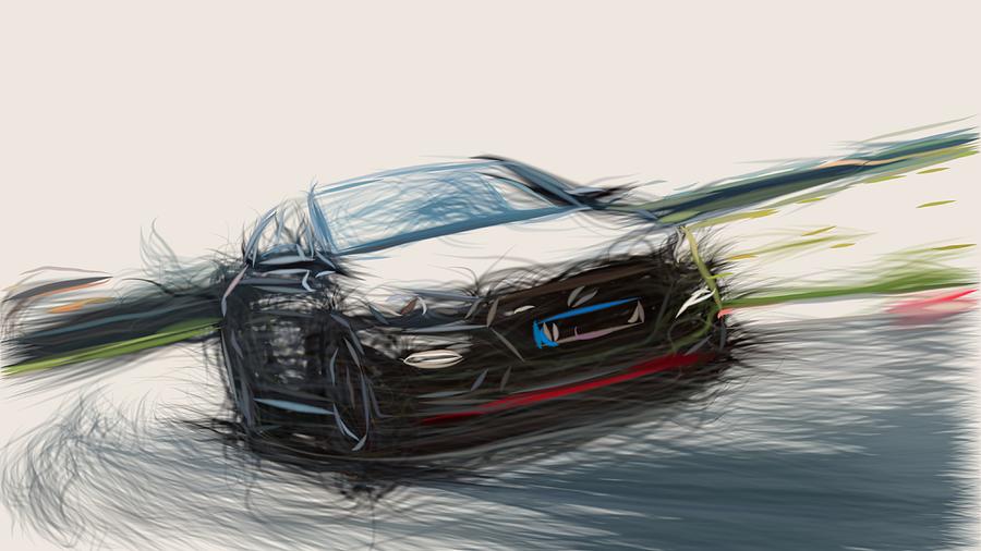 Hyundai i30 Fastback N Drawing #5 Digital Art by CarsToon Concept
