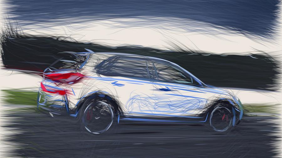 Hyundai i30 N Drawing #5 Digital Art by CarsToon Concept