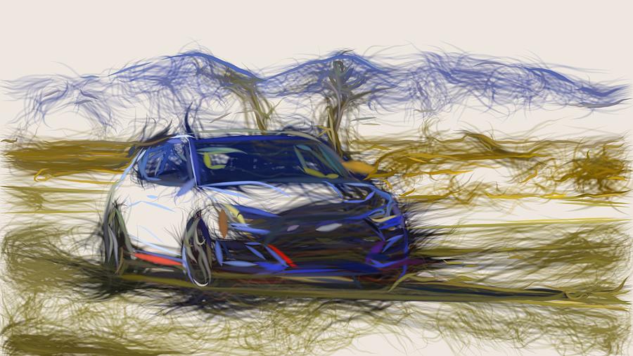Hyundai Veloster N Drawing #5 Digital Art by CarsToon Concept