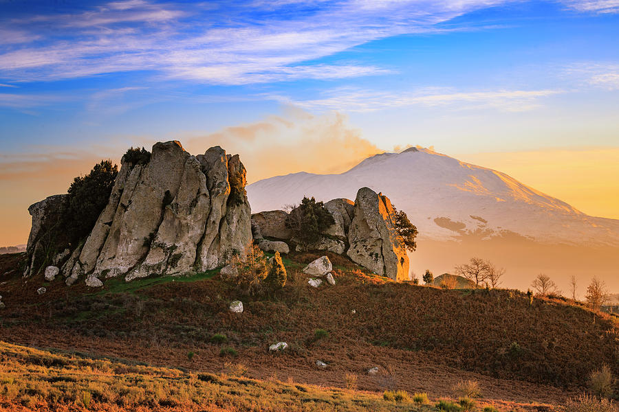 Italy, Sicily, Messina District, Argimusco, Megaliti Argimusco Plateau ...