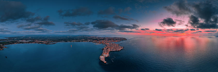 Italy, Sicily, Siracusa District, Siracusa, Ortigia, Mediterranean Sea, The Island Of Ortigia Seen From Above #4 Digital Art by Antonino Bartuccio