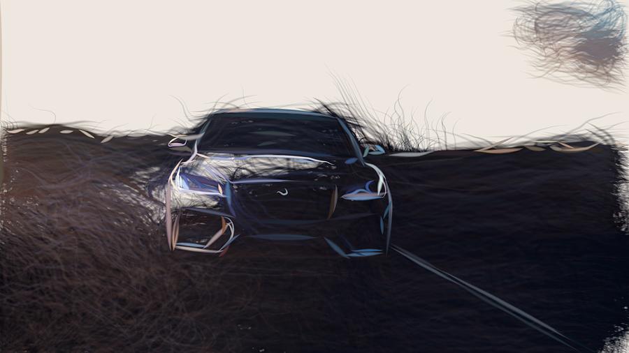 Jaguar F Pace SVR Drawing #5 Digital Art by CarsToon Concept