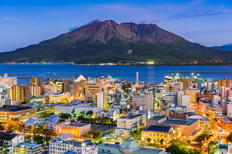 Cityscape Photograph - Kagoshima, Japan Skyline #4 by Sean Pavone