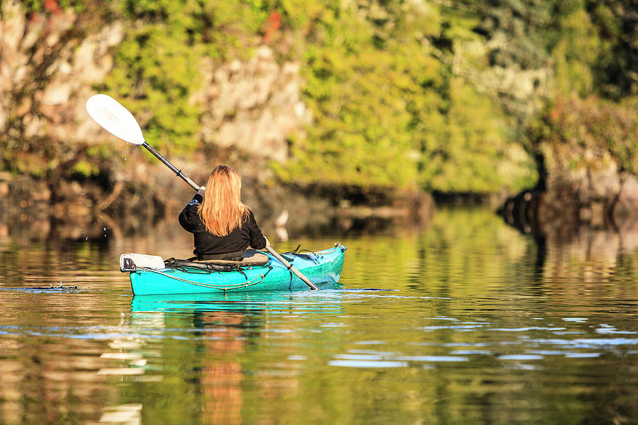 Kayakers In Clam Cove Near Browning Photograph by Stuart Westmorland ...