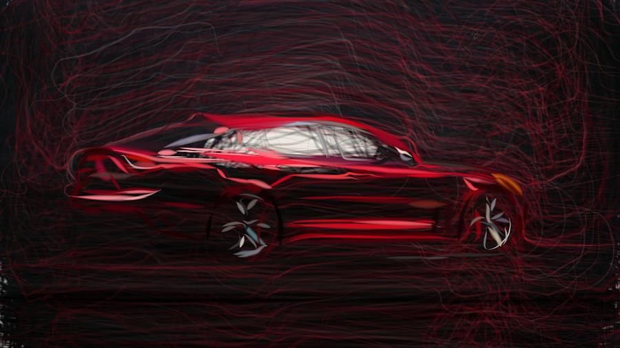 Kia Stinger GT Drawing #5 Digital Art by CarsToon Concept