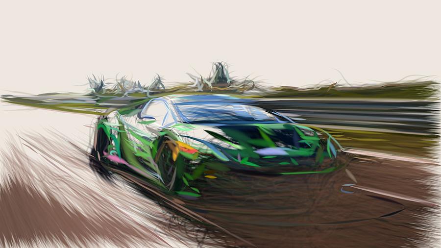 Lamborghini Huracan GT3 EVO Drawing #5 Digital Art by CarsToon Concept