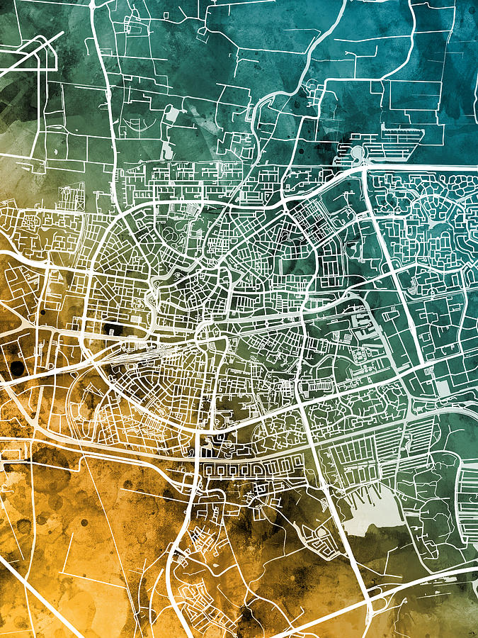Leeuwarden Netherlands City Map #4 Digital Art by Michael Tompsett