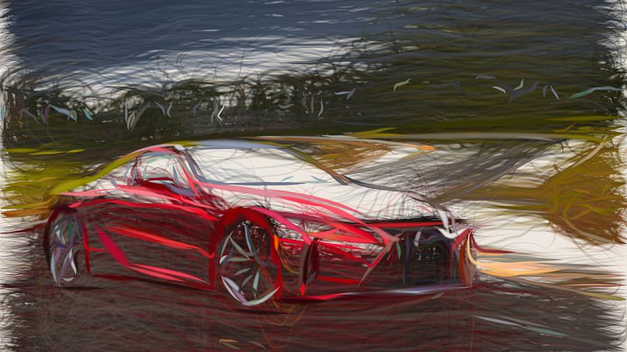 Lexus LC 500 Drawing #4 Digital Art by CarsToon Concept