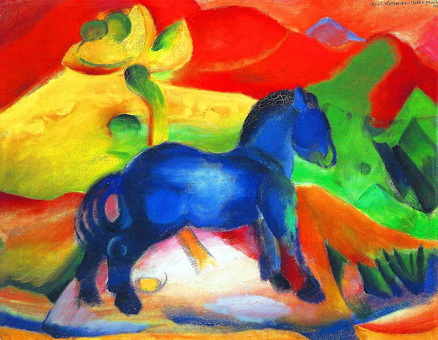 Franz Marc Painting - Little Blue Horse #4 by Jon Baran