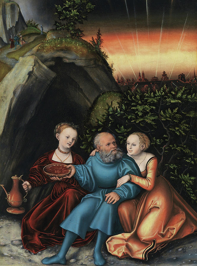 Lot and his daughters Painting by Lucas Cranach the Elder - Fine Art ...