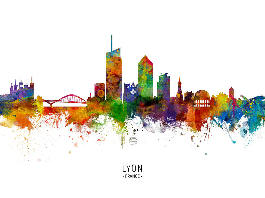 Lyon France Skyline #4 Digital Art by Michael Tompsett