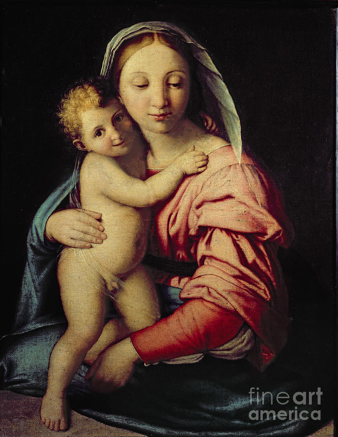 Nude Painting - Madonna And Child by Il Sassoferrato