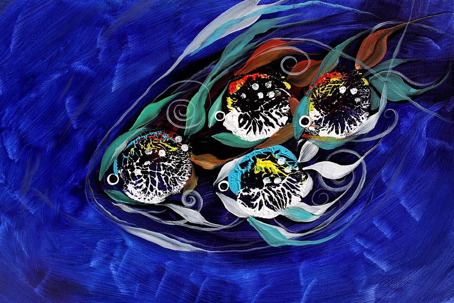 4 makes 5, Family Fish Painting by J Vincent Scarpace