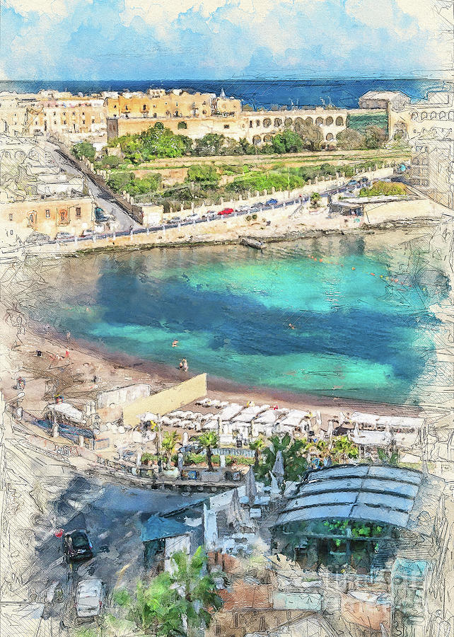 Malta St Julians #4 Digital Art by Justyna Jaszke JBJart