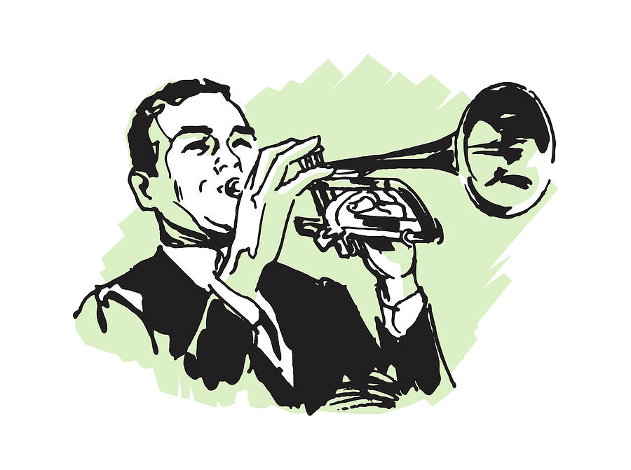 Man Playing Trumpet Drawing by CSA Images - Fine Art America