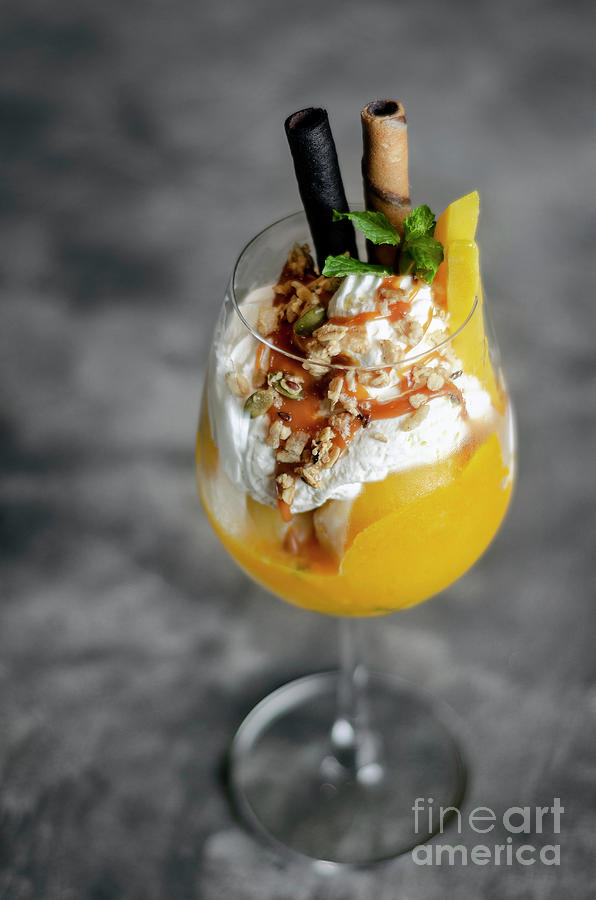 Mango And Passion Fruit Tropical Ice Cream Sundae In Glass Photograph By Jm Travel Photography