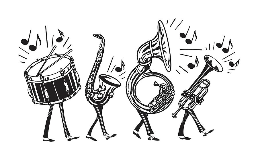 Marching Band Drawing by CSA Images Pixels