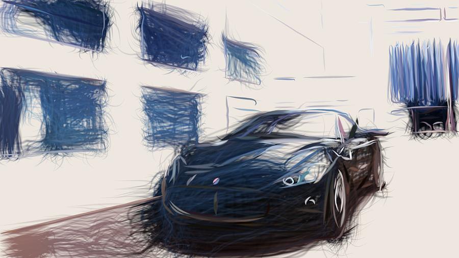 Maserati GranTurismo Draw #4 Digital Art by CarsToon Concept