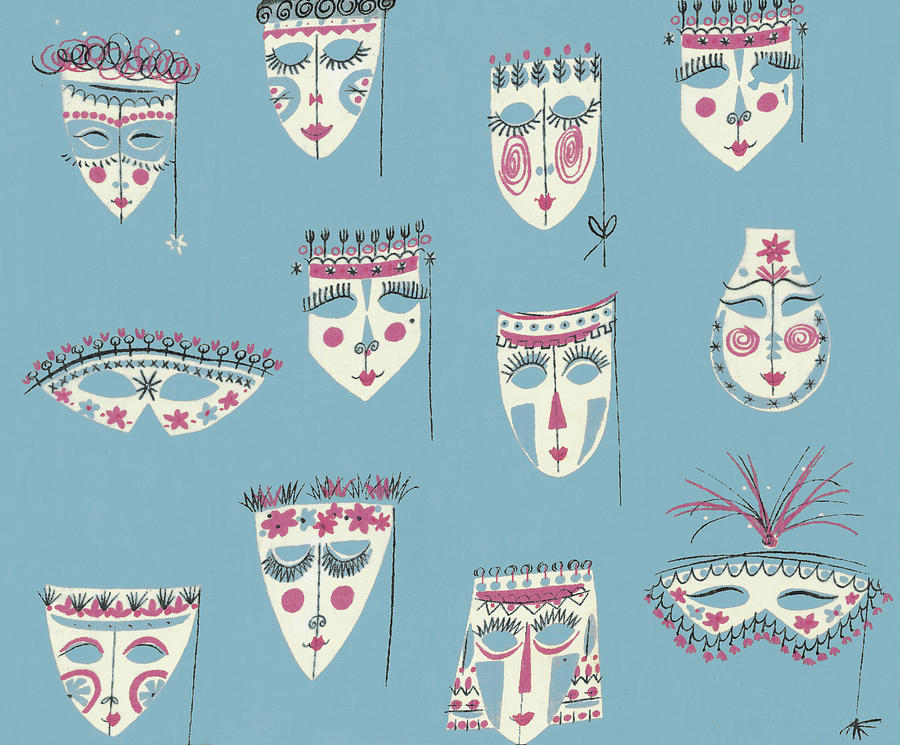 Vintage Drawing - Masks #4 by CSA Images