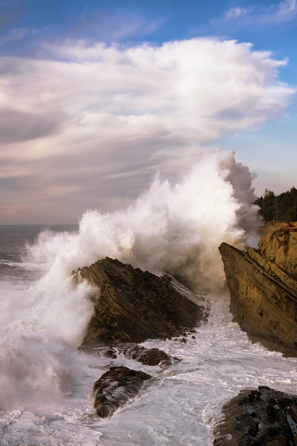 Massive wave explosion at Shore Acres State Park. Photograph by Larry ...