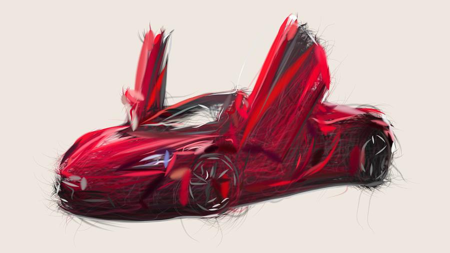 McLaren 540C Coupe Draw #5 Digital Art by CarsToon Concept