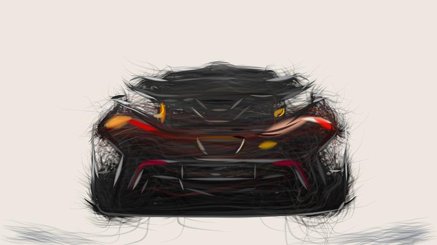 McLaren P1 Carbon Edition Draw Digital Art by CarsToon Concept