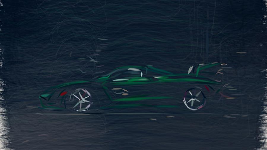 McLaren Senna Carbon Theme Drawing #5 Digital Art by CarsToon Concept
