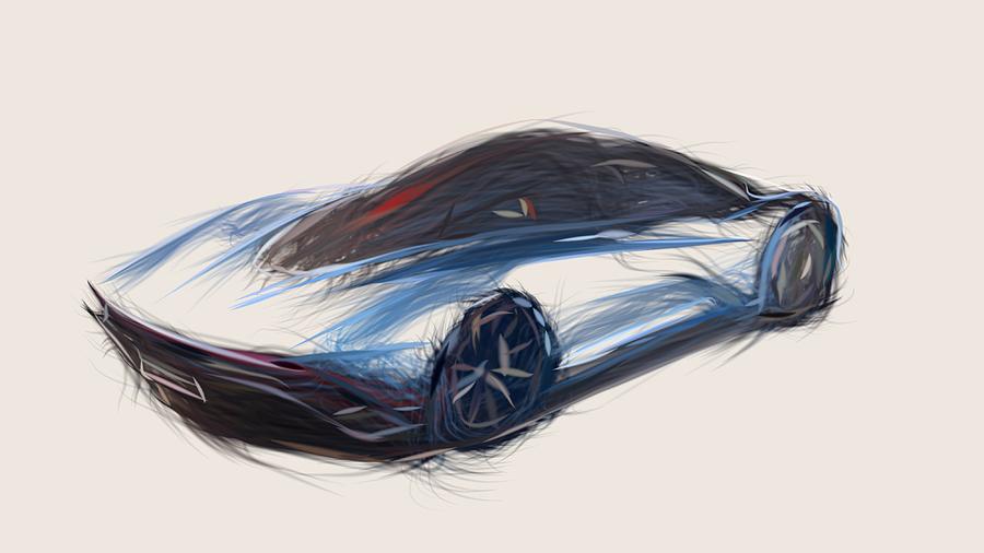 McLaren Speedtail Drawing #5 Digital Art by CarsToon Concept