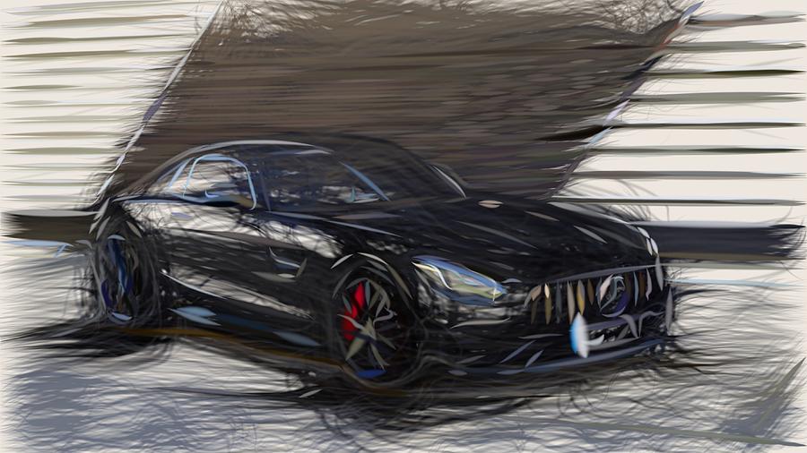 Mercedes AMG GT C Edition 50 Drawing #5 Digital Art by CarsToon Concept