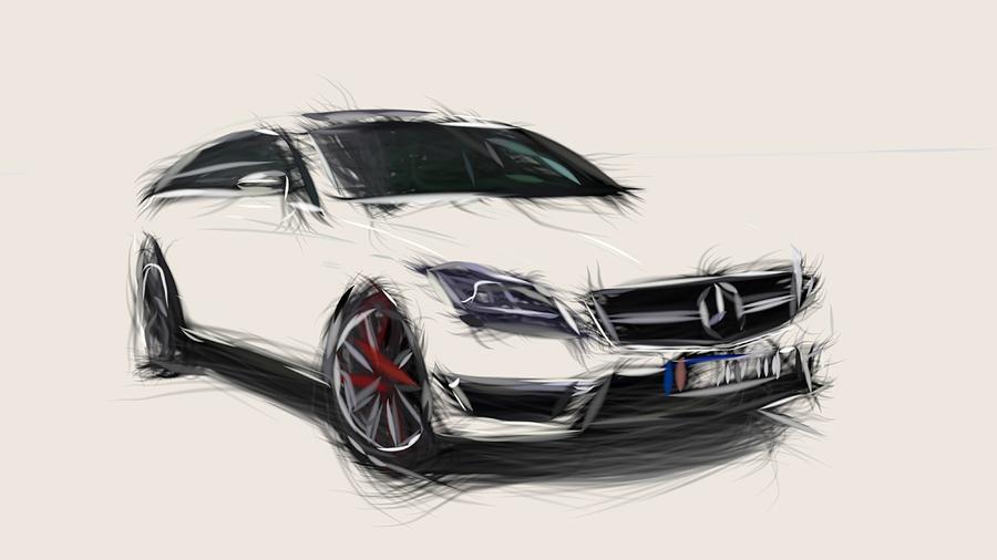 Mercedes Benz CLS63 AMG S Model Drawing #5 Digital Art by CarsToon Concept